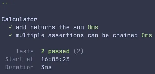 Example test output